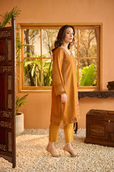 DA-1692 MUSTARD EMBROIDERED KURTA